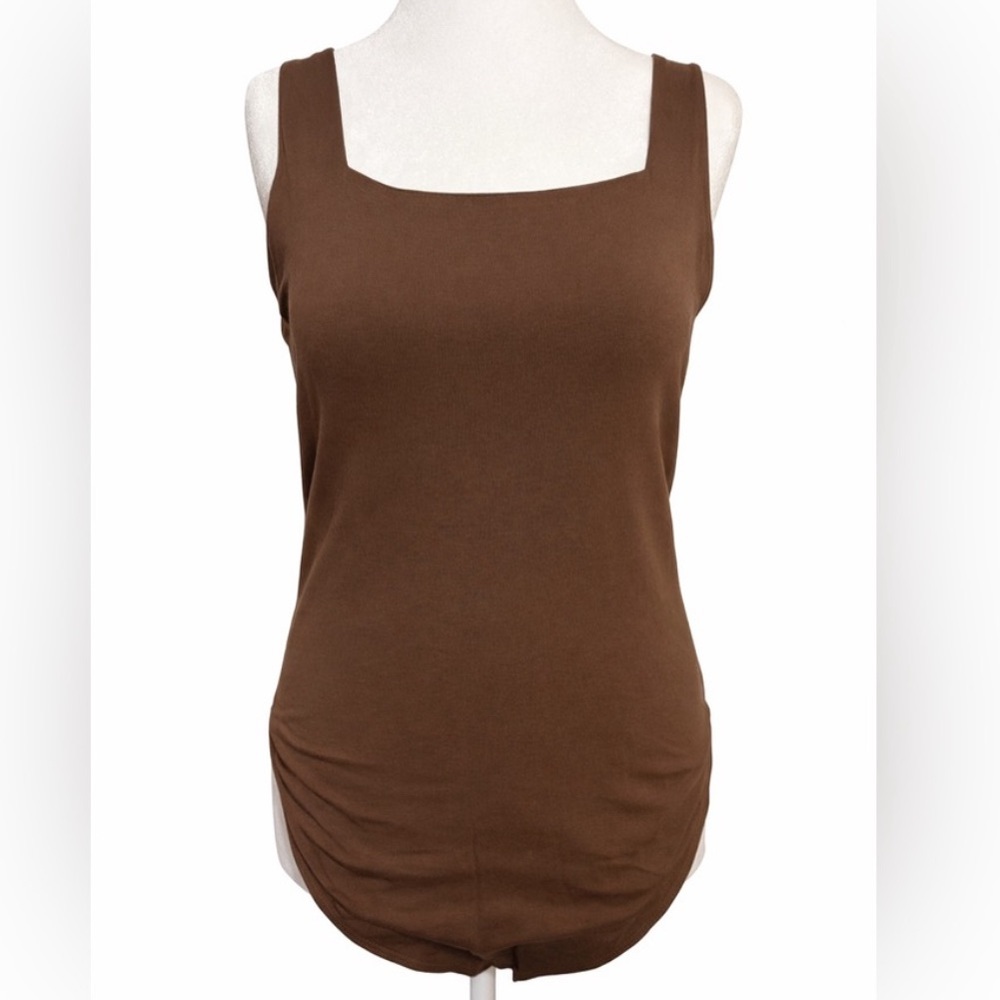 Old Navy Brown Square Neck Bodysuit XL Sleeveless Vacation Outfit